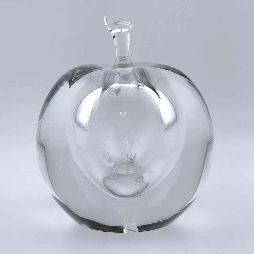 Kosta Boda Vicke Lindstrand Clear Crystal Apple‎ Perfume Bottle Signed Sweden
